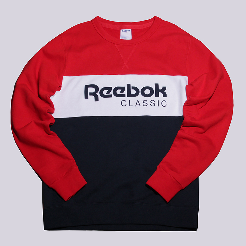 мужская красная толстовка Reebok Archive Stripe Crew BK3831 - цена, описание, фото 1